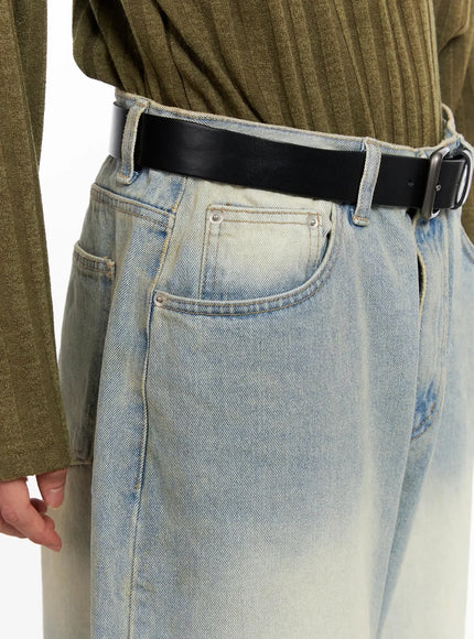Men's Light Fade Wide-Leg Jeans IO516