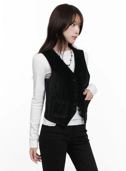 Velvet Buttoned Vest IN514