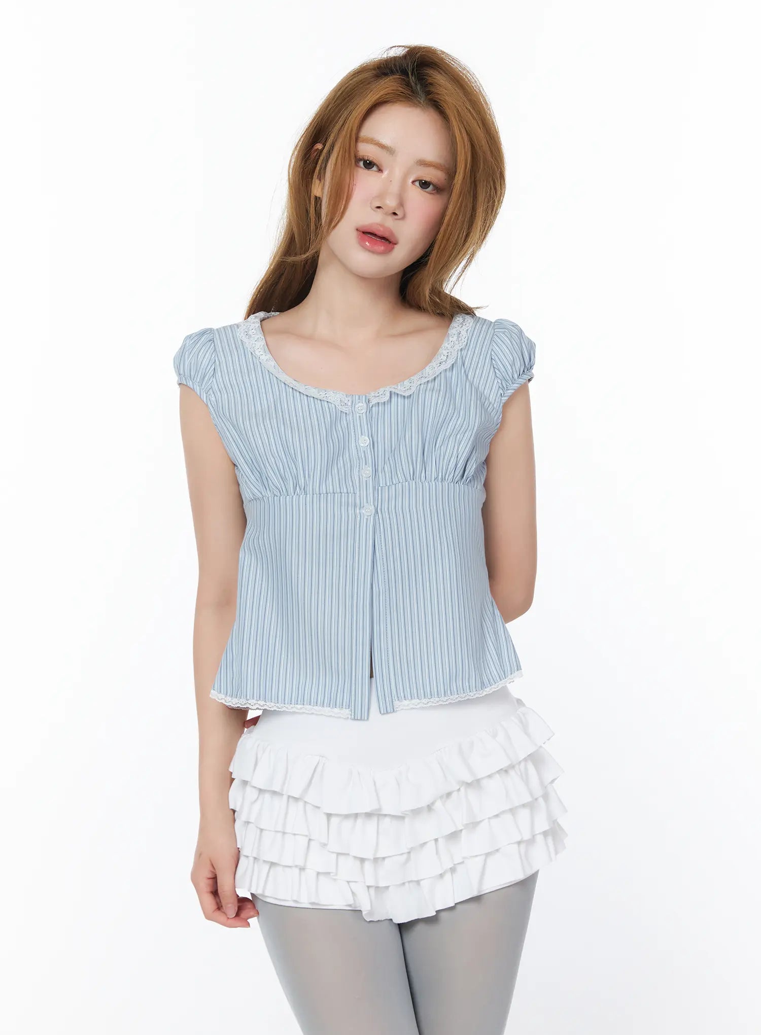 striped-lace-detail-blouse-cy508