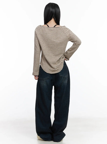 fleece-striped-button-long-sleeve-top-cd529