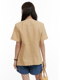 linen-buttoned-short-sleeve-jacket-ou413