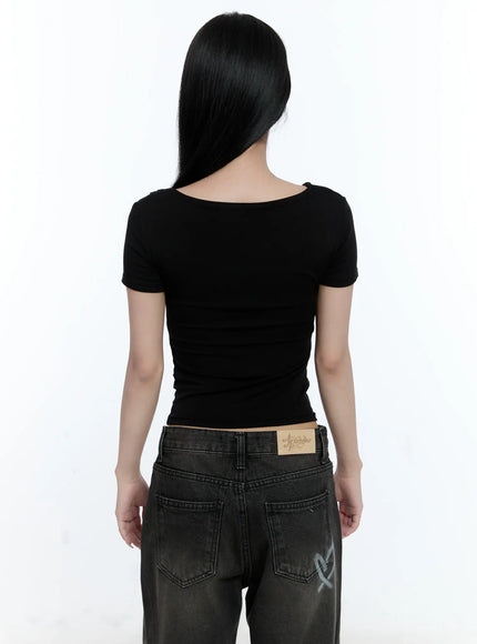 Shirred Draped Short-Sleeve Top CL530