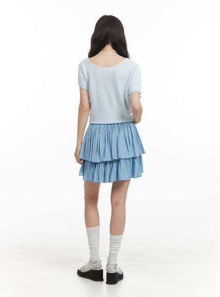 solid-ruched-ruffle-hem-mini-skirt-oy421