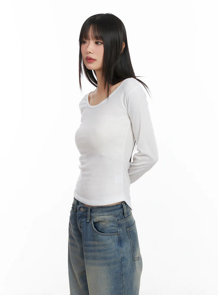 Classic U-Neck Long Sleeve Top CD518