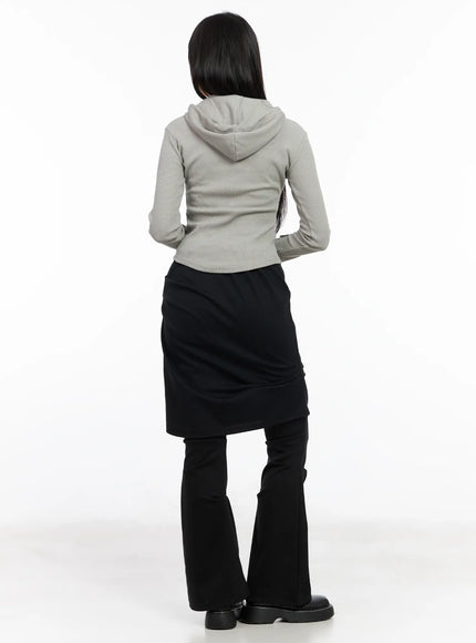 Waffle Knit Cropped Hoodie CM512