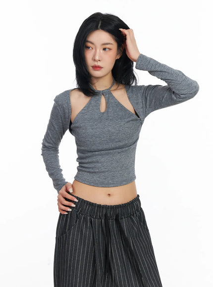 Cut-Out Halter Crop Top CJ523