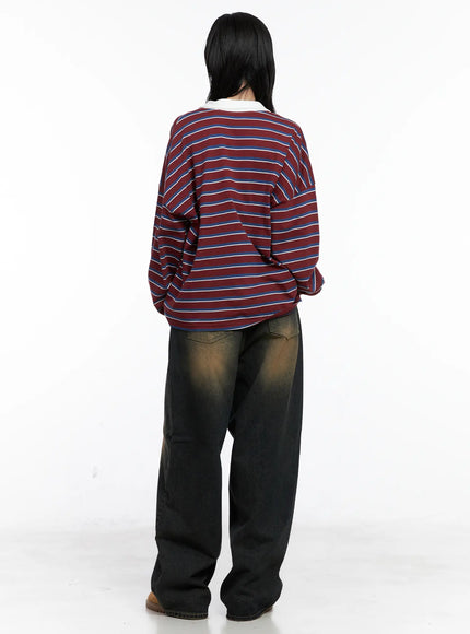 Striped Polo Long Sleeve Shirt CS526