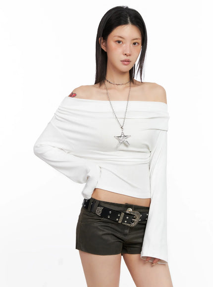 Draped Off Shoulder Top IS508