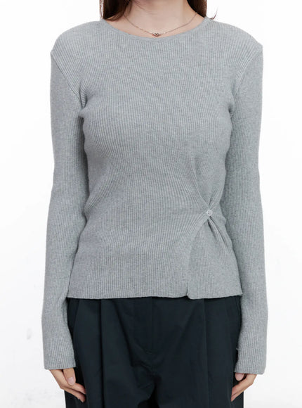 Two-Way Button Side-Slit Knit Top CG521