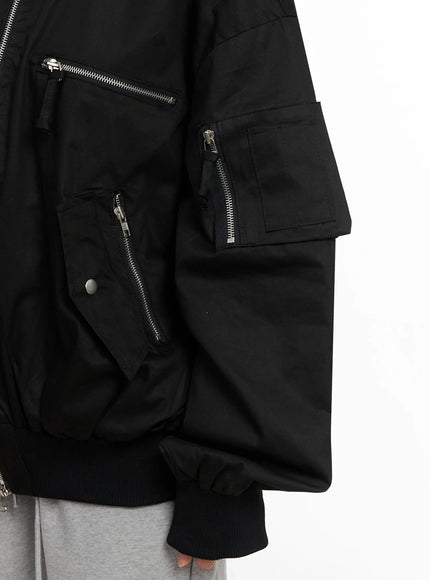 Oversized Zipper Bomber Jacket IG528