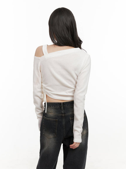 One-Shoulder Long-Sleeve Bliss Crop Top CJ501