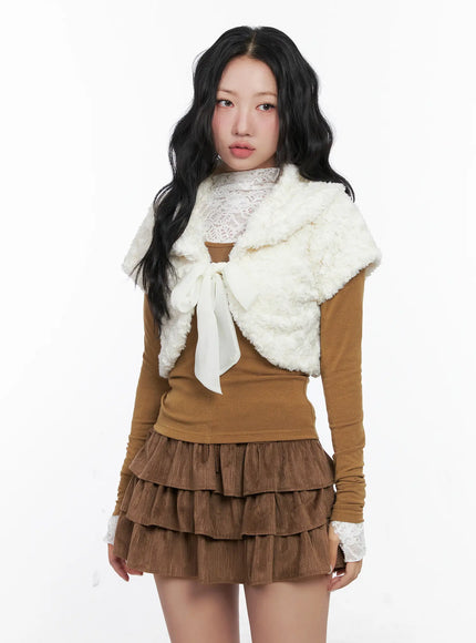 ribbon-faux-fur-bolero-vest-cn514