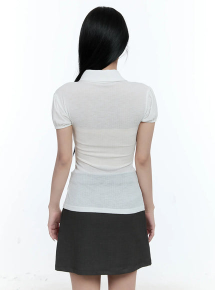 collared-puff-sleeve-button-down-blouse-cl530