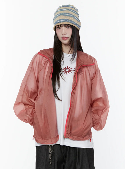 lightweight-sheer-hooded-windbreaker-cu505 / Red