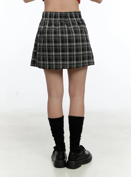 Plaid Pleated A-Line Skirt CS518
