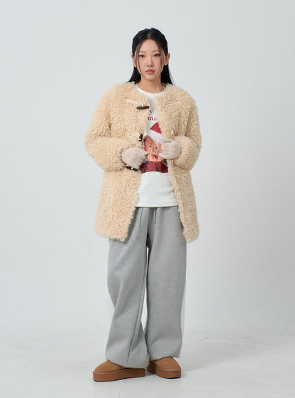 Faux Fur Button Midi Coat CJ302