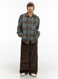 mens-corduroy-pintuck-parachute-pants-brown-is419