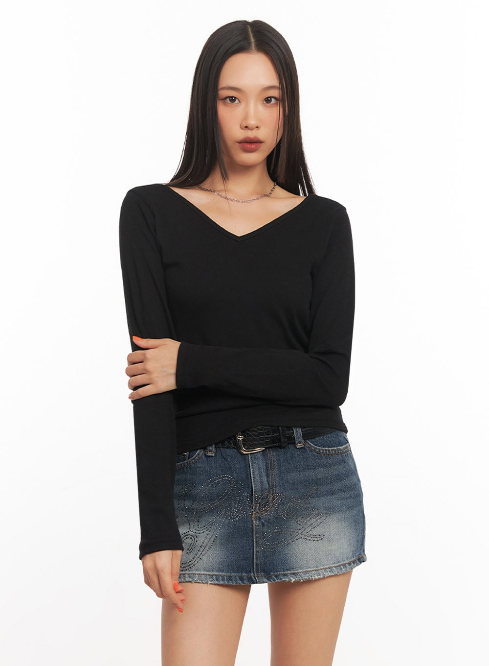 V-Neck Long Sleeve Top IA507