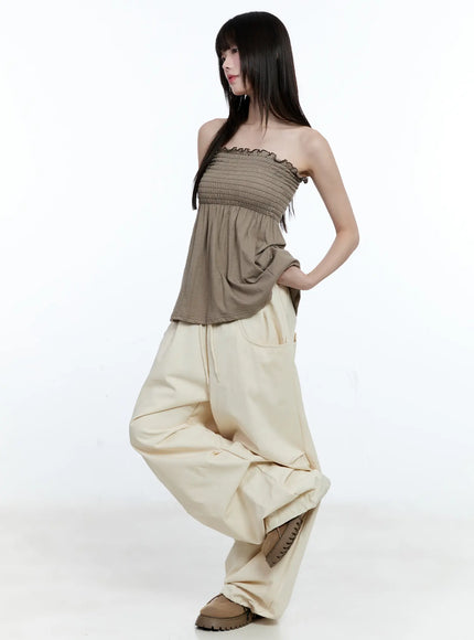 Oversized Pintuck Wide-Leg Pants CG507