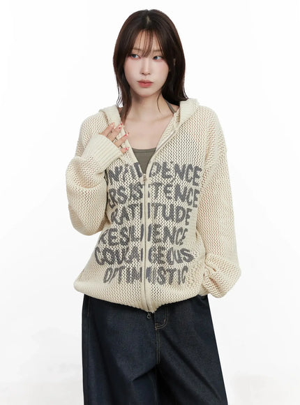 Casual Mesh Lettering Hoodie Jacket IN514