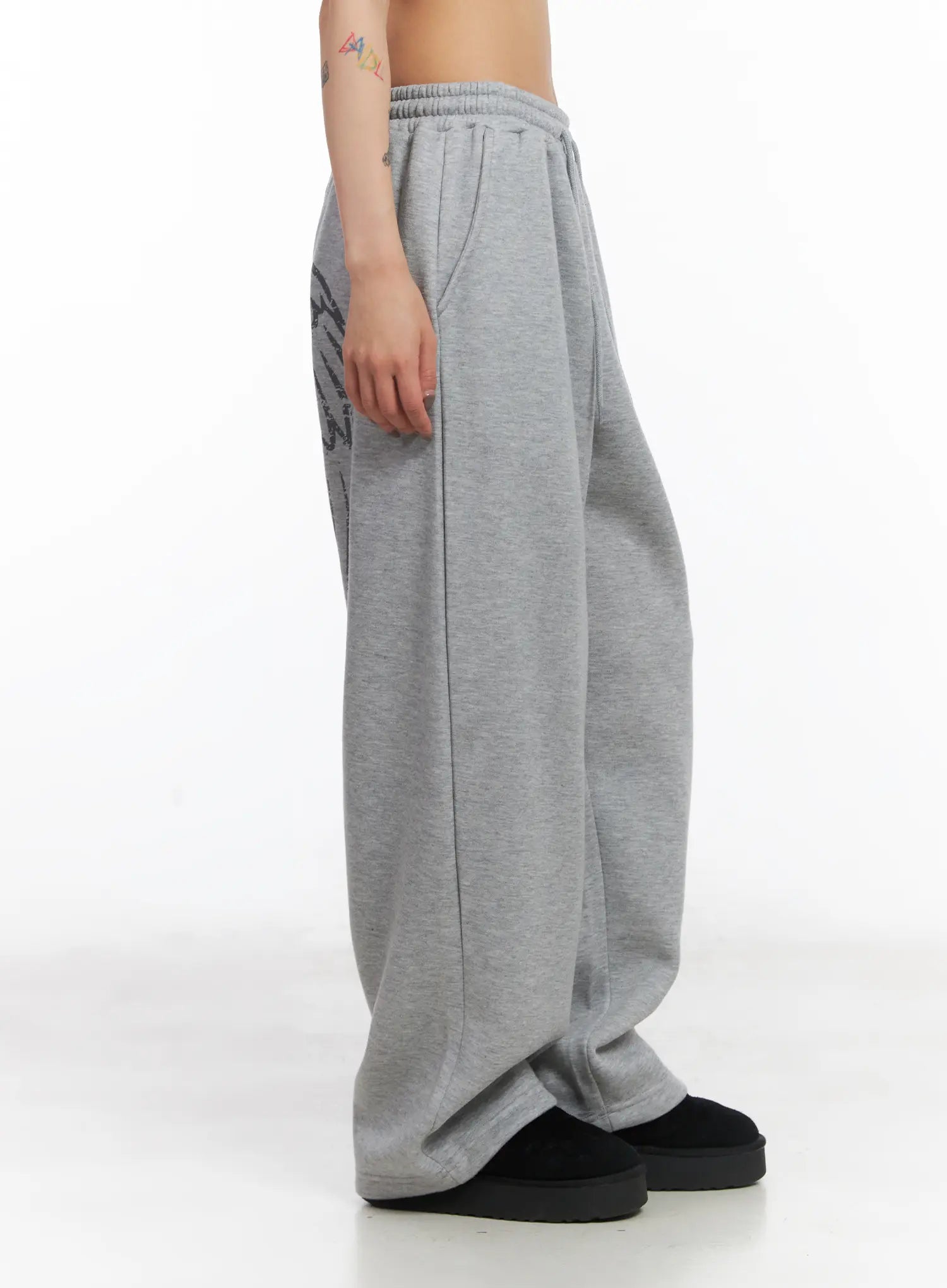 Graphic Print Fleece Sweatpants CD505