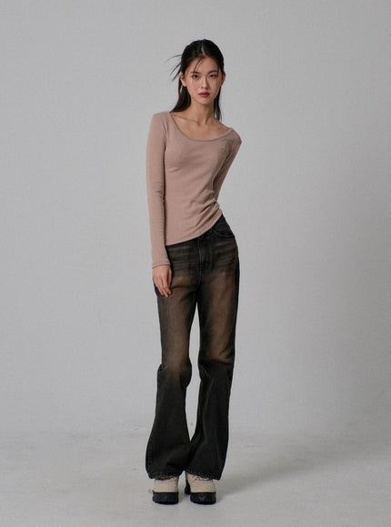 Vintage Wash Bootcut Jeans IJ310