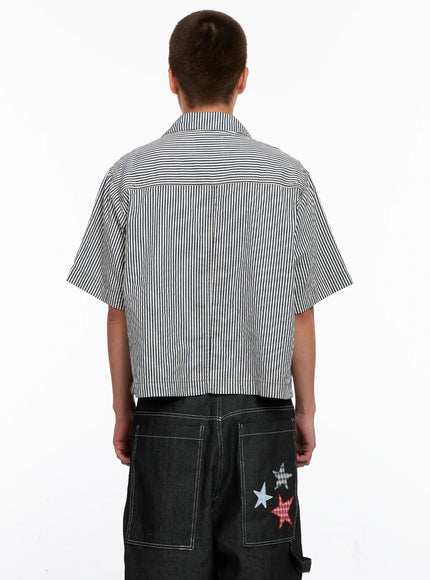 Men's Striped Cropped Jacket IG508