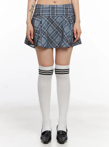checkered-pleated-mini-skirt-is508