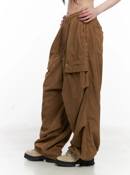Corduroy Wide-Leg Cargo Pants CN512