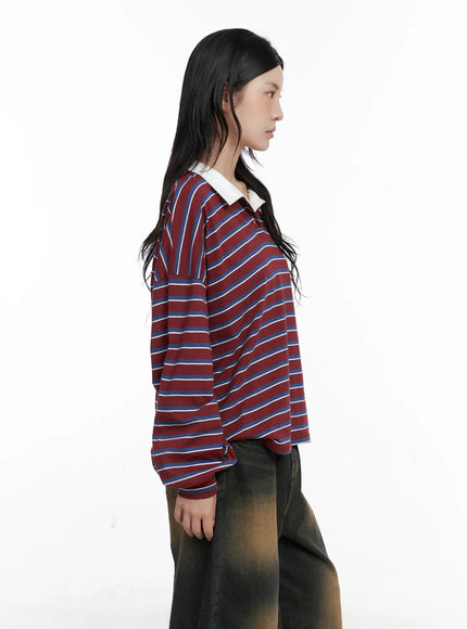 Striped Polo Long Sleeve Shirt CS526