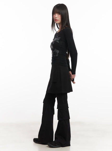 Floral Graphic Sheer Long Sleeve Top CM520