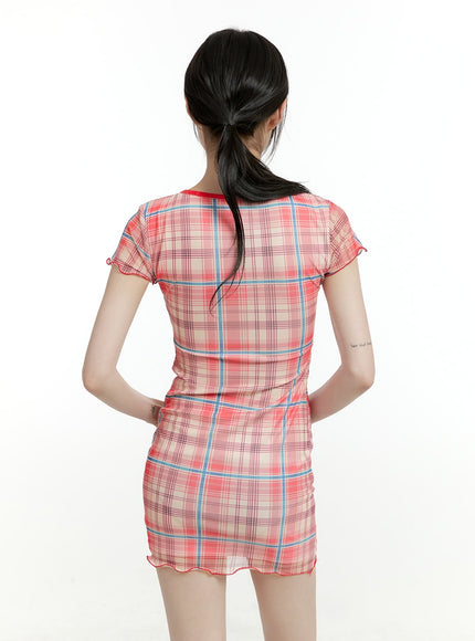 v-check-plaid-mini-dress-cl426