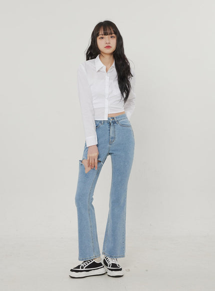 Ripped Bootcut Jeans BF306