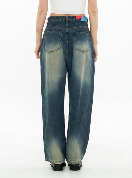 Bleached Wide Leg Denim Pants CA07