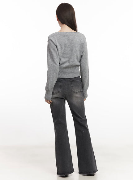 Buttoned V-Neck Cropped Cardigan CA502