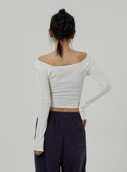 Off-Shoulder Mesh Cropped Top CD20