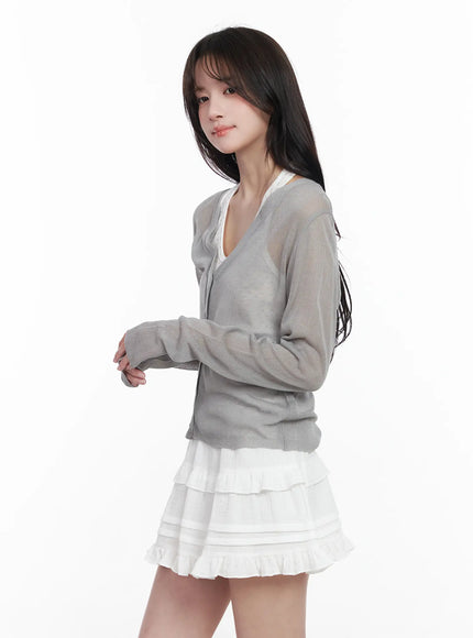 Sheer Button Up Cardigan CM527