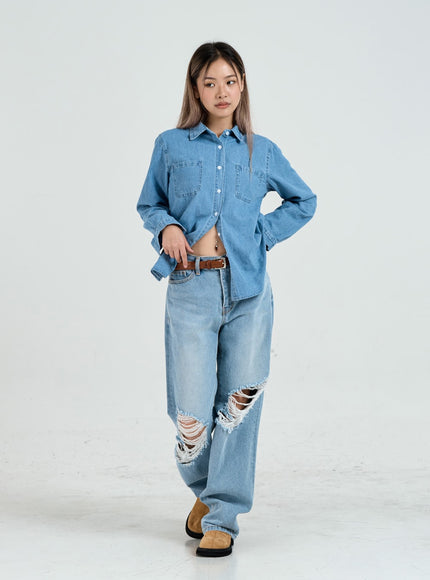 Ripped Maxi Denim Pants Unisex CO14