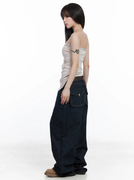 Rowyn Wide Leg Jeans with Pocket Detail CF523