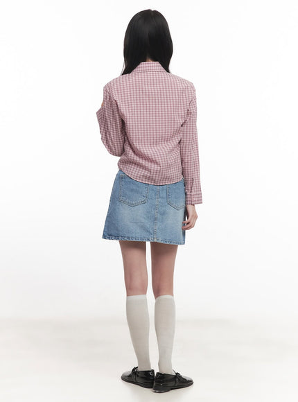 Picnic Checkered Crop Collared Shirt CA511