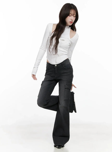 seowon-black-cargo-low-rise-bootcut-jeans-in514