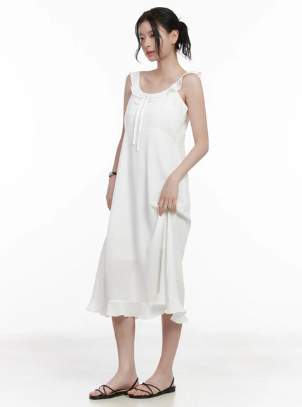 Round Neck Frill Maxi Dress CA509