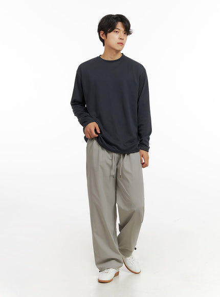 mens-loose-round-neck-long-sleeve-dark-gray-ig409