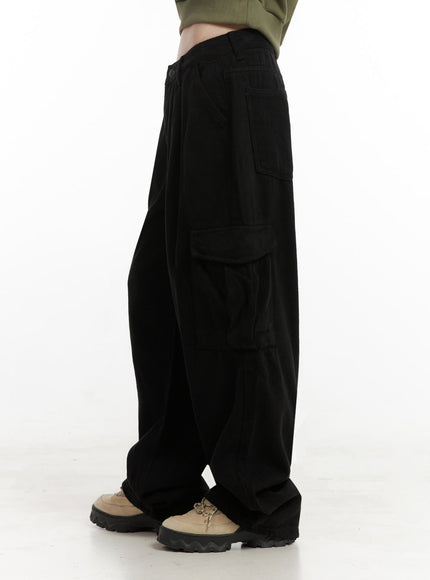 solid-wide-fit-cargo-pants-id402