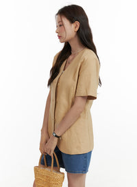 linen-buttoned-short-sleeve-jacket-ou413