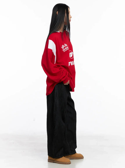 Oversized Graphic Jersey Sweatshirt CS509