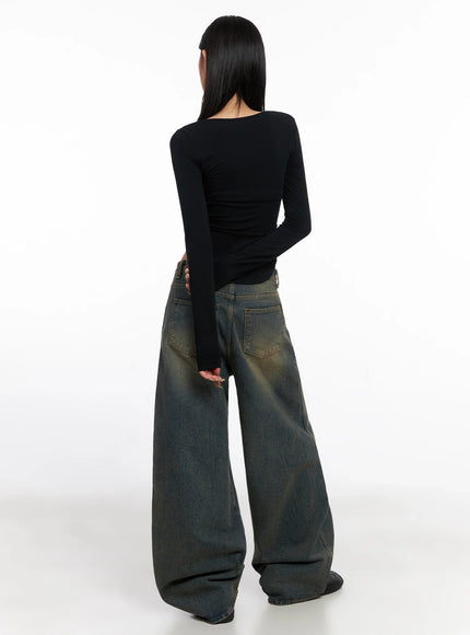 Minju Vintage Washed Baggy Jeans IS508