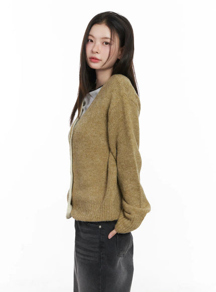 Two-Tone Wool Knit Cardigan CJ506