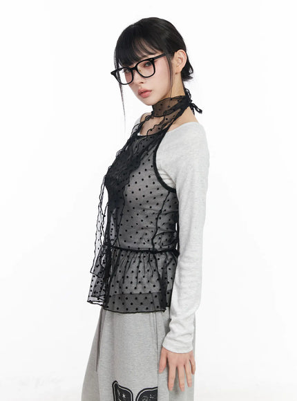 polka-dot-sheer-tank-top-and-scarf-cf518