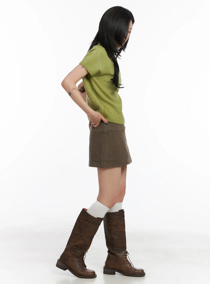 Short Sleeve Turtleneck Knit Top CD509